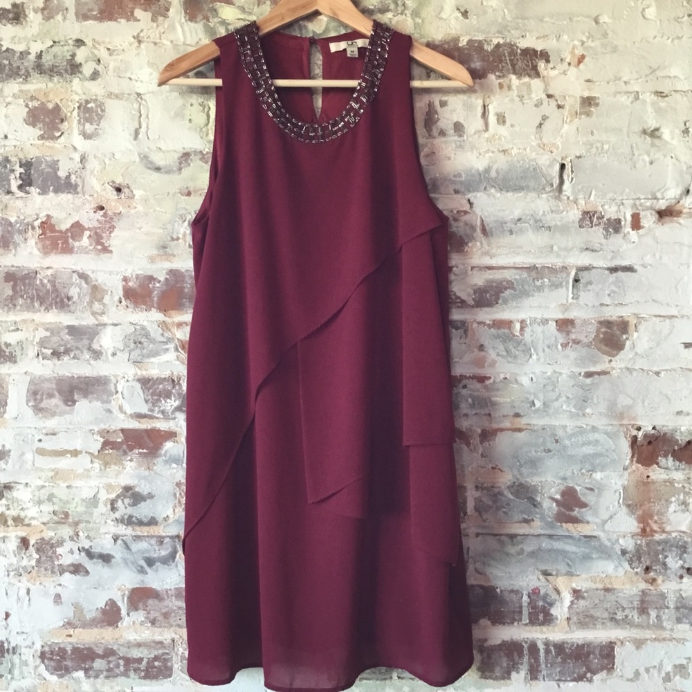 YA LA Maroon Draped Dress